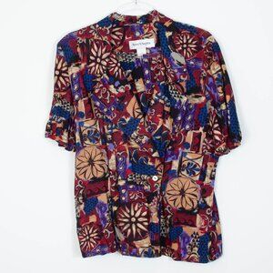 Vintage Norton McNaughton Womens‎ Button Front Blouse Blazer Size 14 Art To Wear